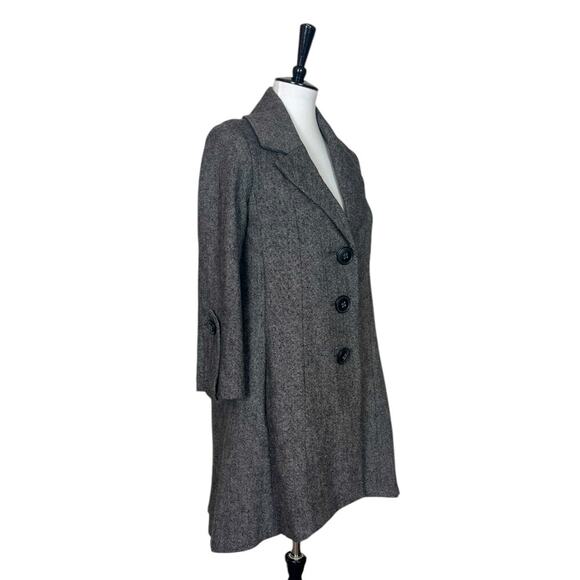 Cabi Shakespeare Swing Tweed Long A-line Jacket 3 Button Dark Women’s Size 4 - Picture 3 of 14